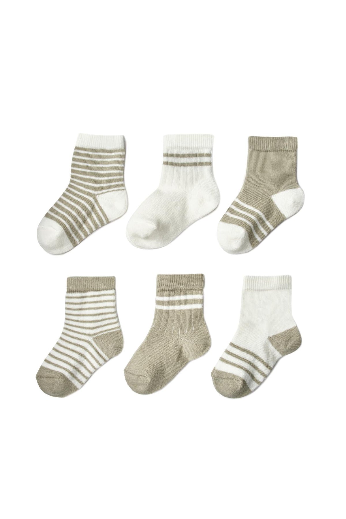 6-Pack Baby Sokjes 100% Biologisch Katoen Ecru & Olijfgroen biologisch katoen hypoallergeen gevoelige huid eczeem baby 0-6 maanden 12-24 maanden 6-12 maanden 6-pack ademend baby essentials baby sokjes biologisch katoen cadeau set cadeau verpakking cadeaudoosje duurzame babykleding ecru eczeem vriendelijk GOTS gecertificeerd hypoallergeen kraamcadeau mooie doos natuurlijke kleuren newborn sokjes olijfgroen praktische voorraad zachte boordjes
