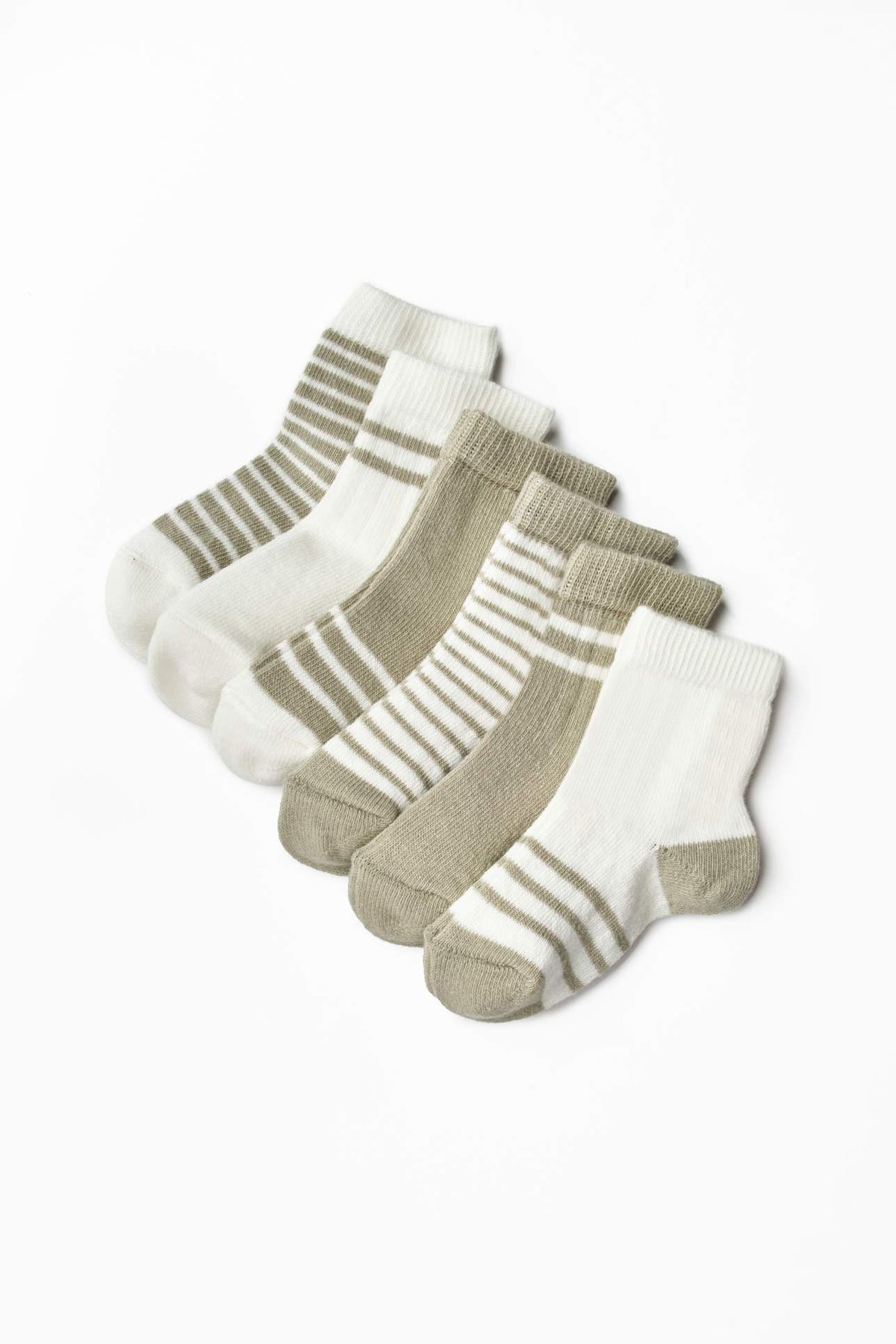 6-Pack Baby Sokjes 100% Biologisch Katoen Ecru & Olijfgroen biologisch katoen hypoallergeen gevoelige huid eczeem baby 0-6 maanden 12-24 maanden 6-12 maanden 6-pack ademend baby essentials baby sokjes biologisch katoen cadeau set cadeau verpakking cadeaudoosje duurzame babykleding ecru eczeem vriendelijk GOTS gecertificeerd hypoallergeen kraamcadeau mooie doos natuurlijke kleuren newborn sokjes olijfgroen praktische voorraad zachte boordjes