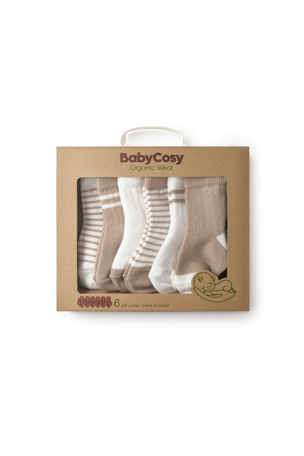 6-Pack Baby Sokjes Basic - 100% Biologisch Katoen - Ecru & walnoot biologisch katoen hypoallergeen gevoelige huid eczeem baby 0-6 maanden 12-24 maanden 6-12 maanden 6-pack ademend baby essentials baby sokjes biologisch katoen cadeaudoosje duurzame babykleding ecru eczeem vriendelijk GOTS gecertificeerd hypoallergeen kraamcadeau mink natuurlijke kleuren newborn sokjes praktische voorraad zachte boordjes