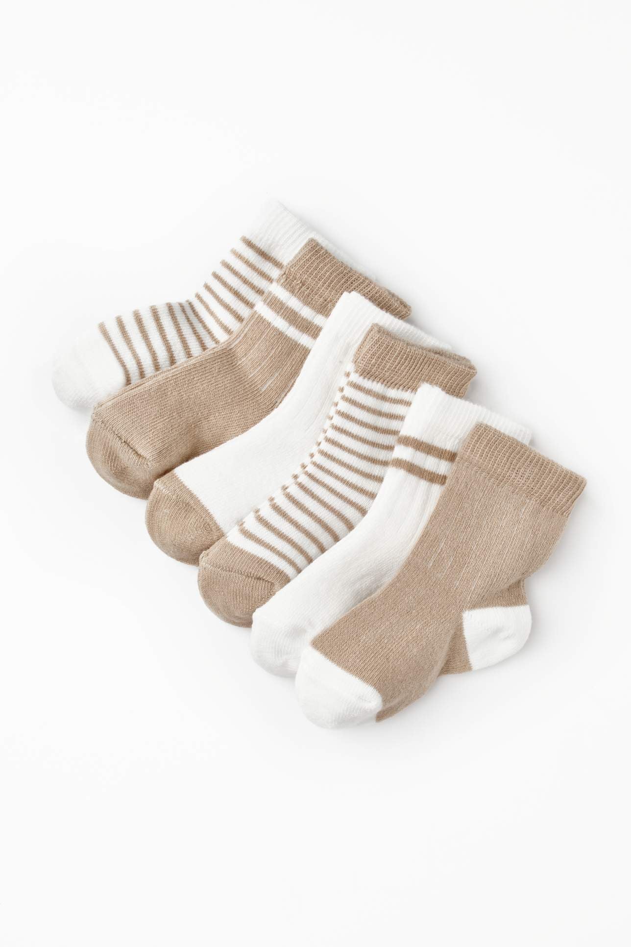 6-Pack Baby Sokjes Basic - 100% Biologisch Katoen - Ecru & walnoot biologisch katoen hypoallergeen gevoelige huid eczeem baby 0-6 maanden 12-24 maanden 6-12 maanden 6-pack ademend baby essentials baby sokjes biologisch katoen cadeaudoosje duurzame babykleding ecru eczeem vriendelijk GOTS gecertificeerd hypoallergeen kraamcadeau mink natuurlijke kleuren newborn sokjes praktische voorraad zachte boordjes
