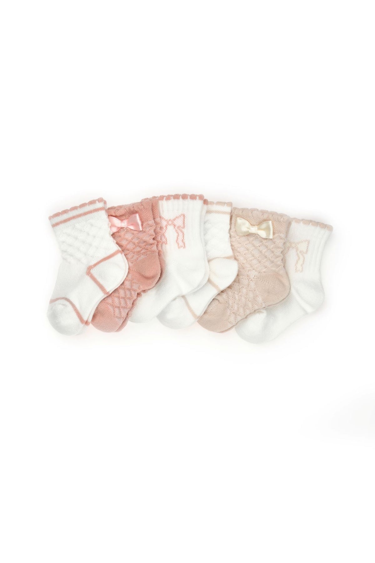 6-Pack Schattige Baby Sokjes 100% Biologisch Katoen Roze met Strikjes biologisch katoen hypoallergeen gevoelige huid eczeem baby 0-6 maanden 12-24 maanden 6-12 maanden 6-pack ademend anti-slip baby essentials baby sokjes biologisch katoen cadeau set cadeau verpakking cadeaudoosje duurzame babykleding ecru eczeem vriendelijk GOTS gecertificeerd hypoallergeen kraamcadeau mooie doos natuurlijke kleuren newborn sokjes praktische voorraad schattige sokjes zachte boordjes