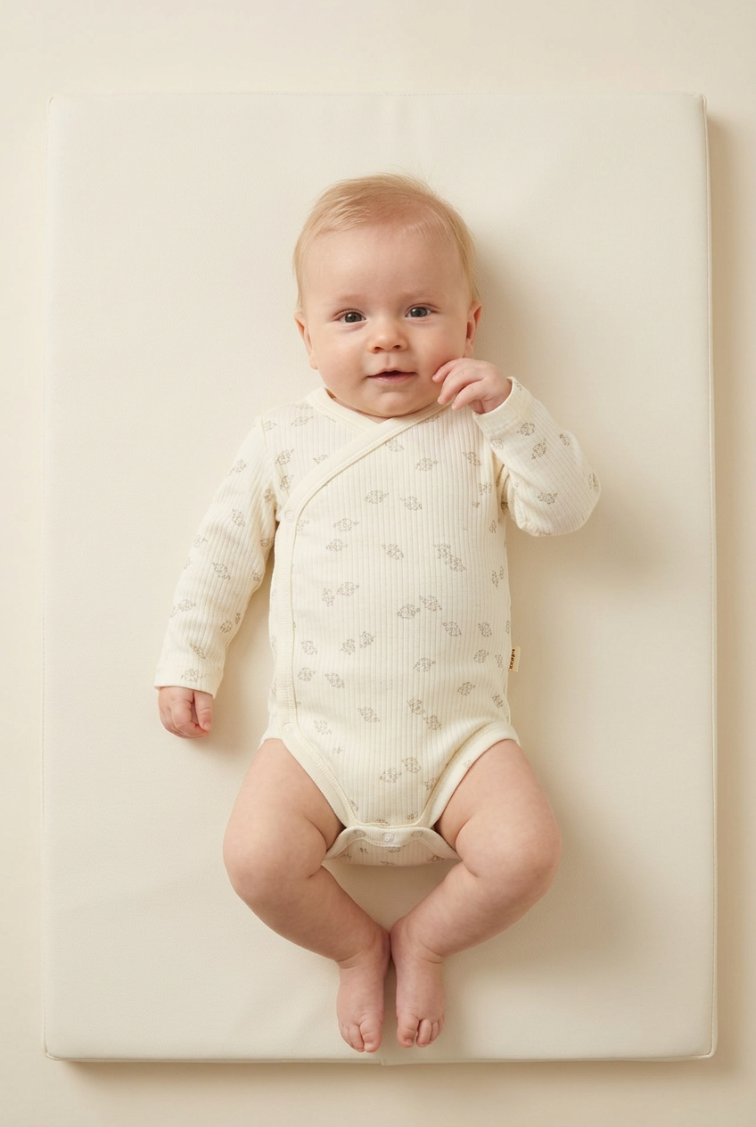 Kimono Romper Lange Mouw – 100% Biologisch Katoen biologisch katoen hypoallergeen gevoelige huid eczeem baby biologisch katoen kimono romper unisex babykleding