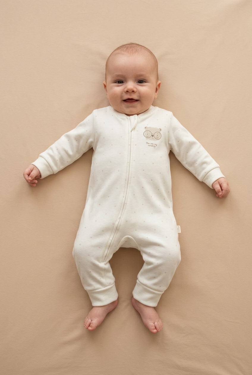 Jumpsuit met Rits – 100% Biologisch Katoen | Interlock | Ecru & Walnoot biologisch katoen hypoallergeen gevoelige huid eczeem baby baby basics biologisch katoen comfortabel duurzaam eczeem vriendelijk gevoelige huid huidvriendelijk hypoallergeen interlock jumpsuit newborn ritssluiting