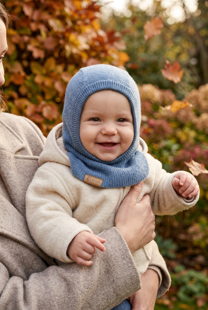Baby balaclava van merinowol & kasjmier | Knitas biologisch katoen hypoallergeen gevoelige huid eczeem baby balaclava bewust ouderschap cashmere chemicaliënvrij earth tones eco-vriendelijk ethisch geproduceerd fijngebreid geurbestendig gifvrij hypoallergeen kasjmier merinowol puur natuur temperatuurregulerend vochtafvoerend volledige bescherming winter accessoire