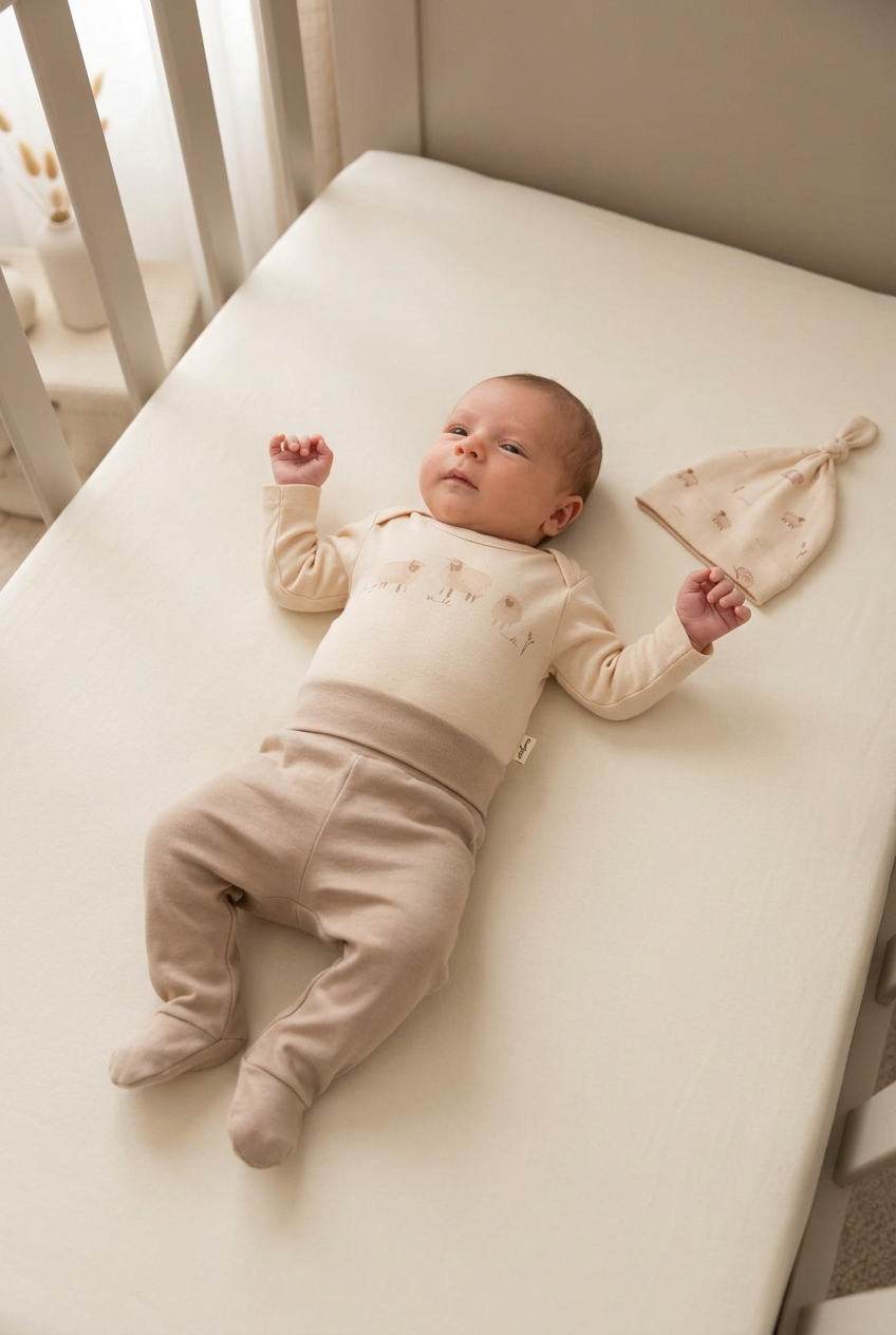 3-Delige Newborn Set 100% Biologisch GOTS Katoen biologisch katoen hypoallergeen gevoelige huid eczeem baby 0-3 maanden 3-6 maanden 3-delige set baby mutsje biologisch katoen biologische baby set cream beige duurzame babykleding eczeem vriendelijk gevoelige huid GOTS gecertificeerd hypoallergeen interlock katoen kraamcadeau natuurlijke babykleding newborn essentials newborn set pasgeboren baby romper met voetjes zachte babykleding