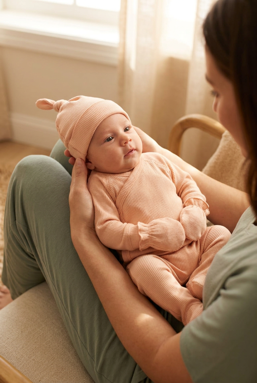 4-Delige Newborn Set Complete Comfort 50% Katoen & 50% Modal biologisch katoen hypoallergeen gevoelige huid eczeem baby 0-3 maanden 4-delige set babyset biologisch katoen complete newborn set duurzame babykleding eczeem vriendelijk gevoelige huid GOTS gecertificeerd kraamcadeau krabhandschoentjes luxe babykleding miliaria modal natuurlijke vezels newborn premium babyset romper met drukknopen temperatuur regulerend zijdezacht