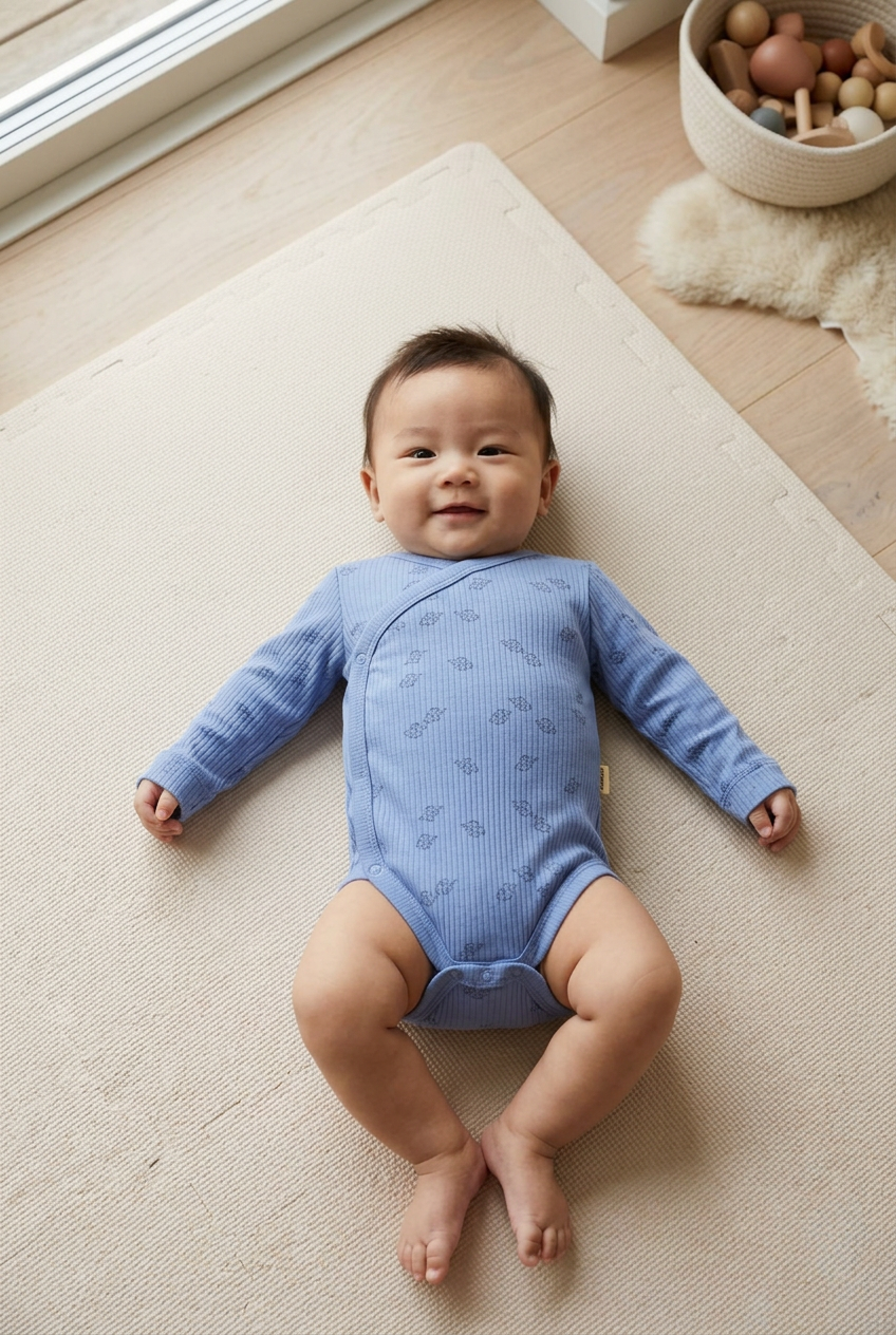 Kimono Romper Lange Mouw – 100% Biologisch Katoen biologisch katoen hypoallergeen gevoelige huid eczeem baby biologisch katoen kimono romper unisex babykleding